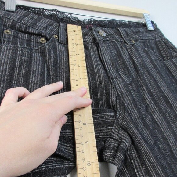 Edikted Women Jeans S Black Low Rise Stripe Lace Trim Wide Leg Trendy Preppy 626 - Picture 13 of 16